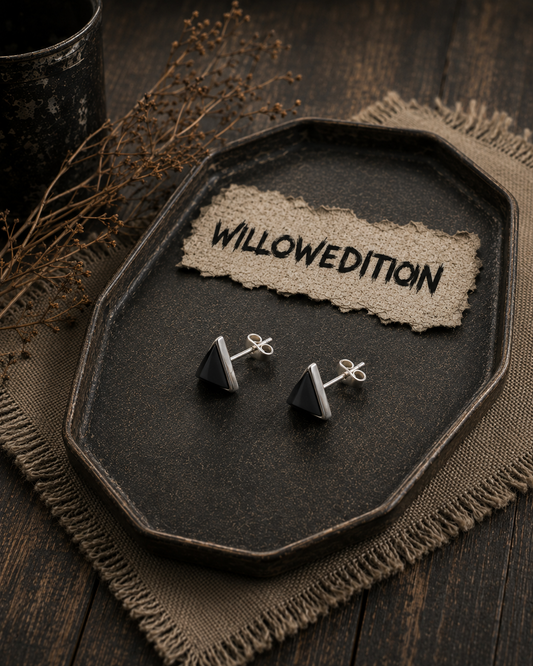 Obsidian Cube Sterling Studs