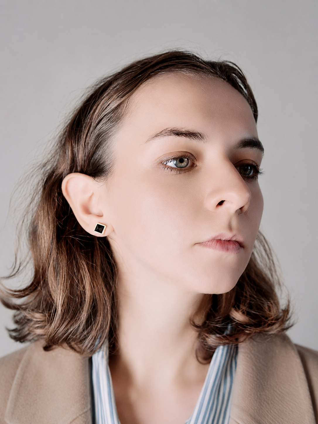Obsidian Cube Sterling Studs