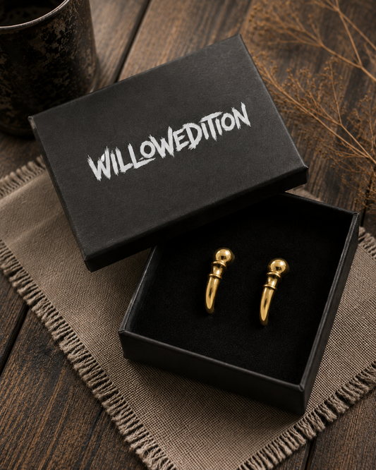 Black Gold Antler Stud Earrings
