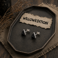 Obsidian Cube Sterling Studs