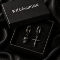 Halo Skull Punk Cross Stud Earrings