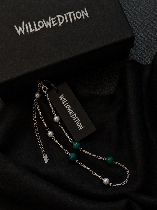 Pearl & Green Agate Sterling Elegance Necklace