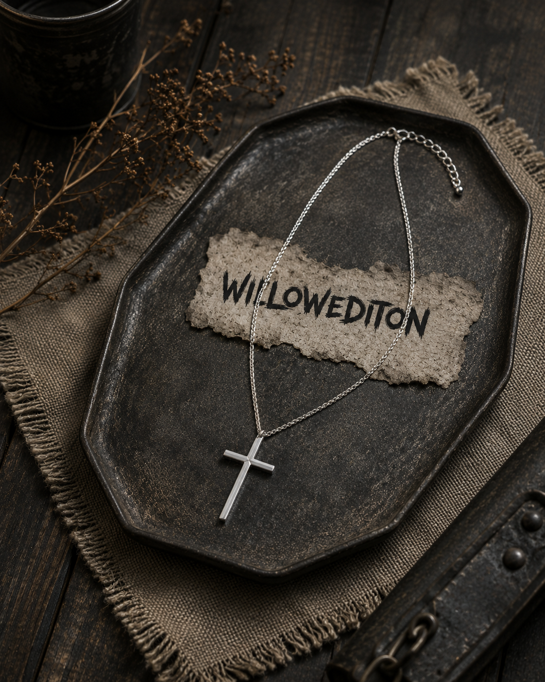 Minimal Cross Sterling Couple Necklace