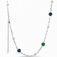 Pearl & Green Agate Sterling Elegance Necklace