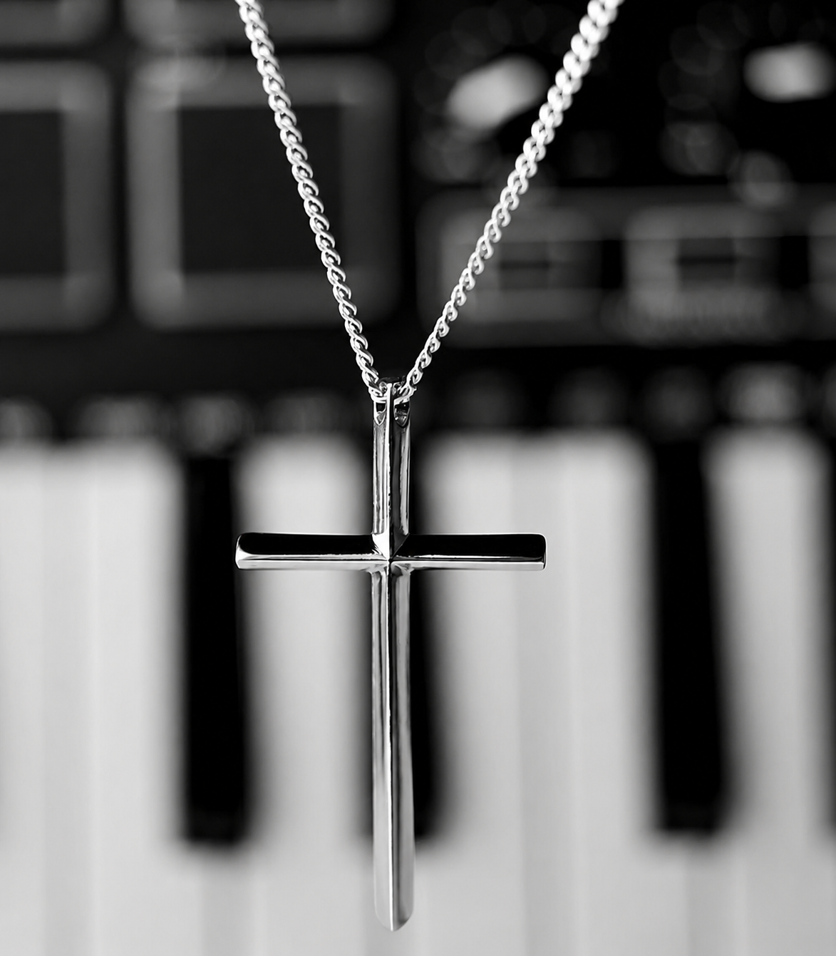 Minimal Cross Sterling Couple Necklace