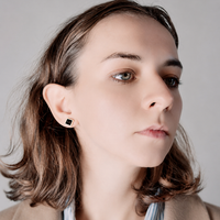 Obsidian Cube Sterling Studs